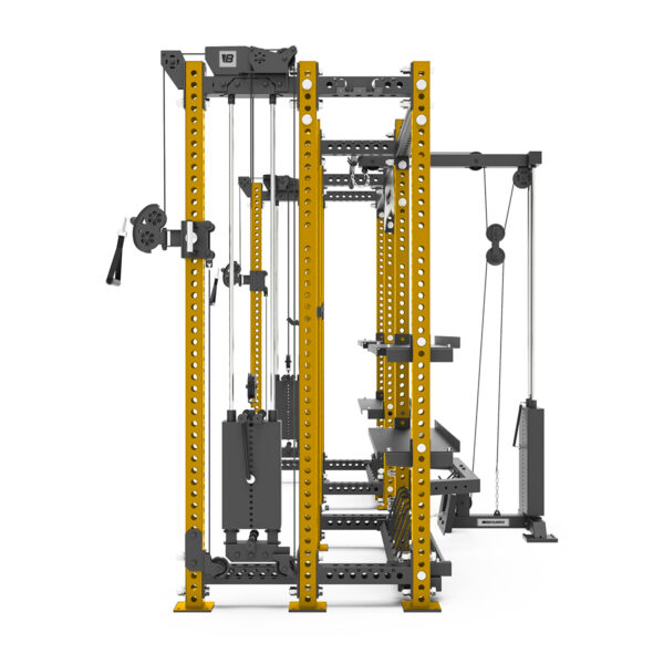 Power Rack Multifuncional Con Almacenamiento MR-9500 - Dorado Lateral